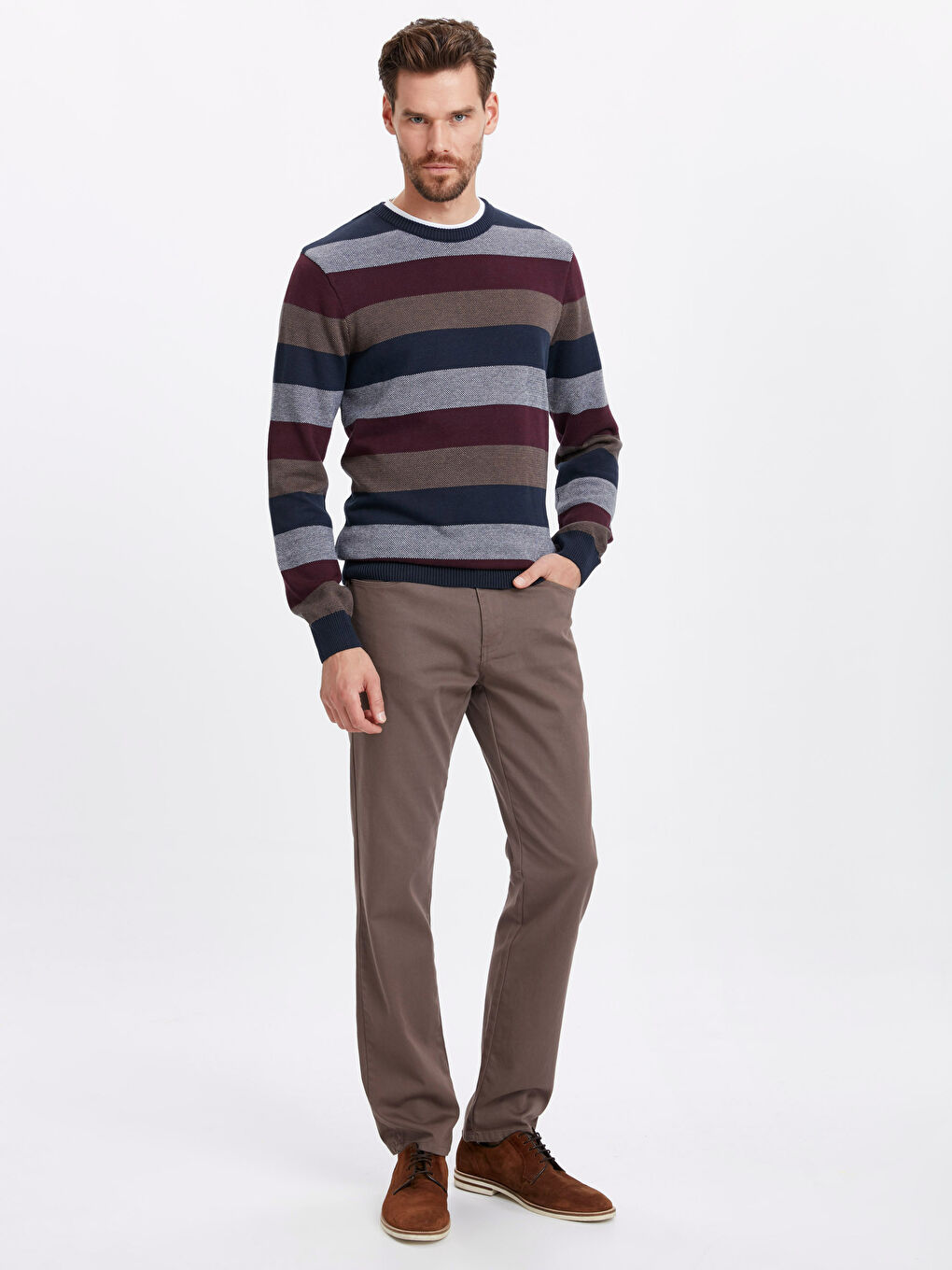 Crew Neck Long Sleeve Men's Tricot Sweater-2