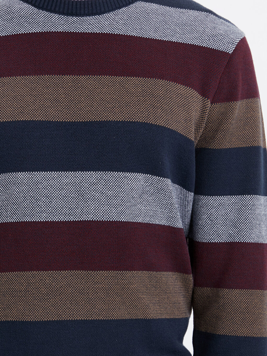 Crew Neck Long Sleeve Men's Tricot Sweater-3