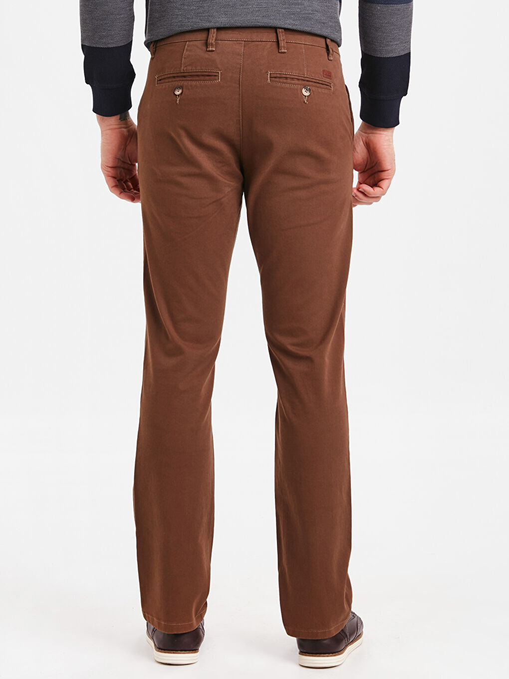 Kahverengi Düz Erkek Chino Pantolon-2