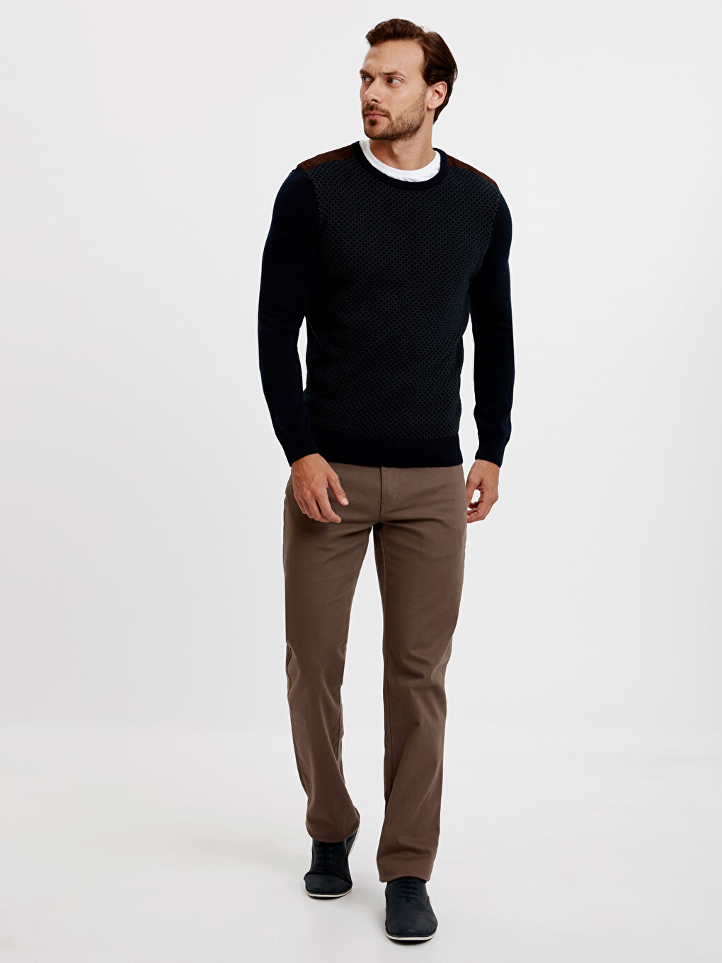 Ерлерге арналған трикотаж ұзын жеңді дөңгелек жағалы жемпір-2