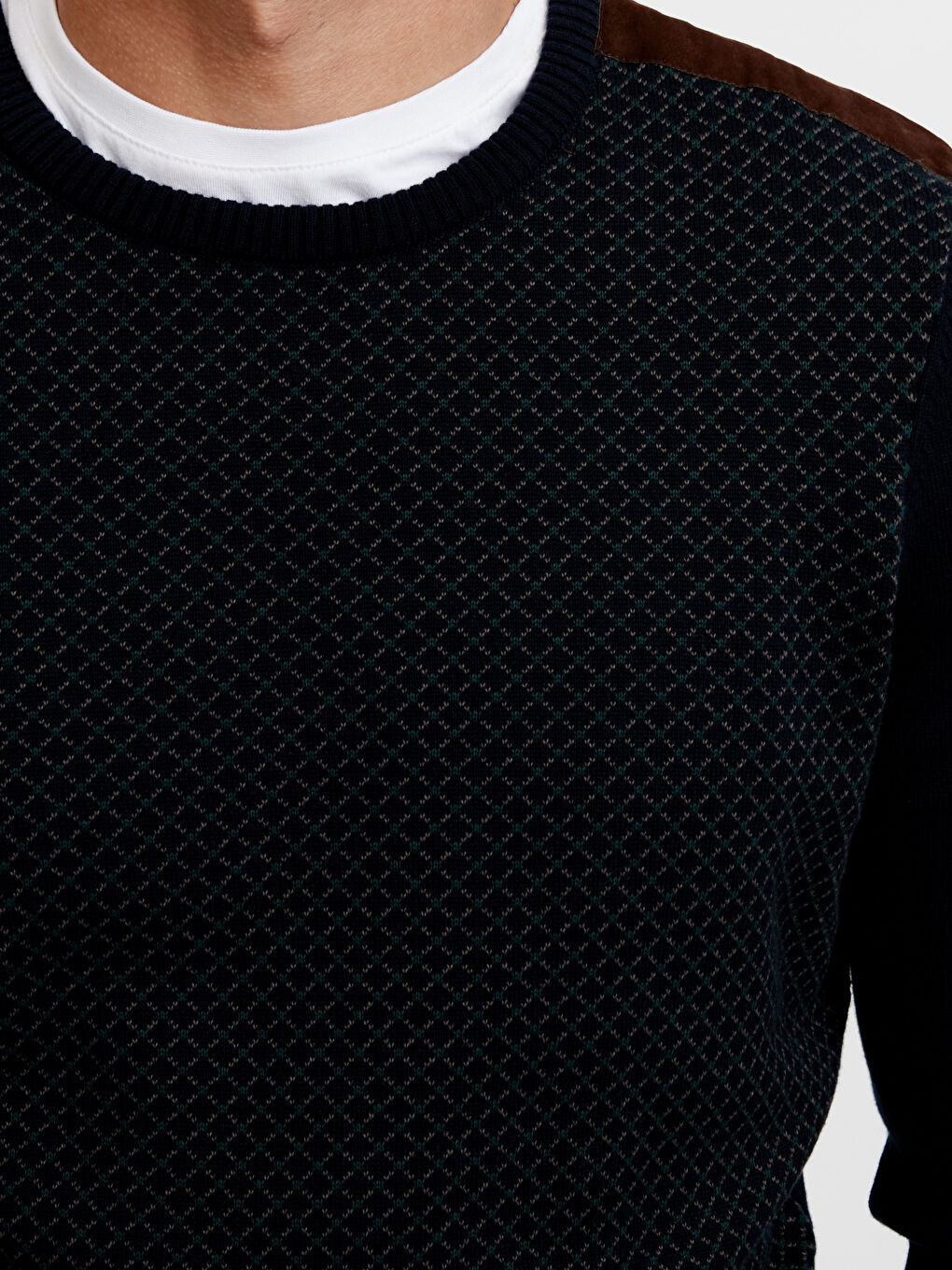 Ерлерге арналған трикотаж ұзын жеңді дөңгелек жағалы жемпір-3