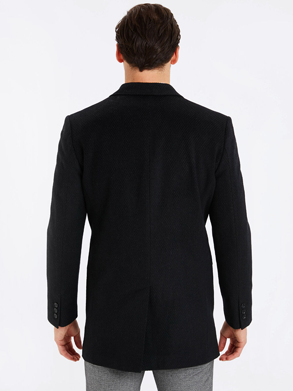 CRNA Kaput od mešavine vune Muškarac-2