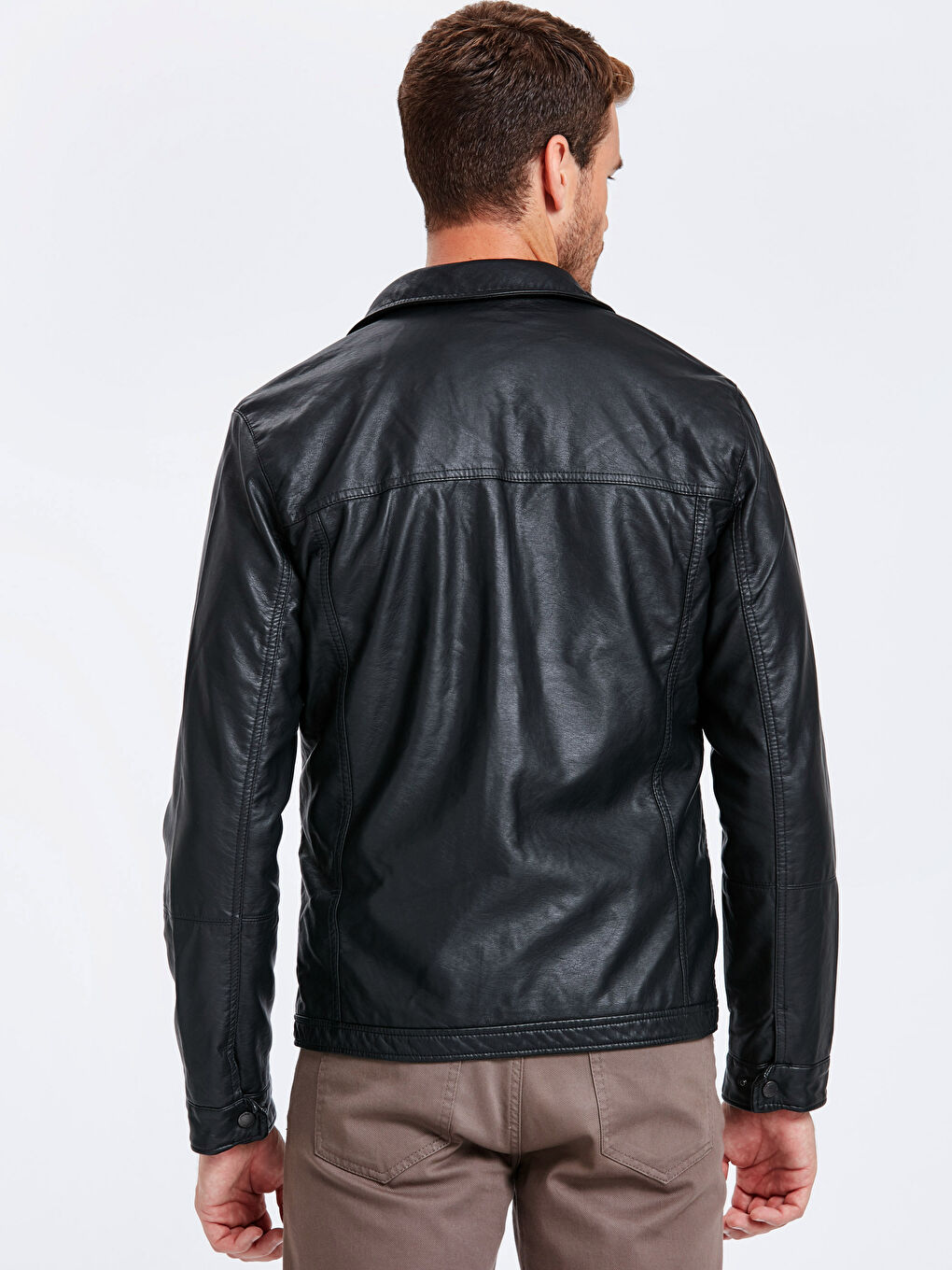 Yeni Siyah Deri Görünümlü Mont-2