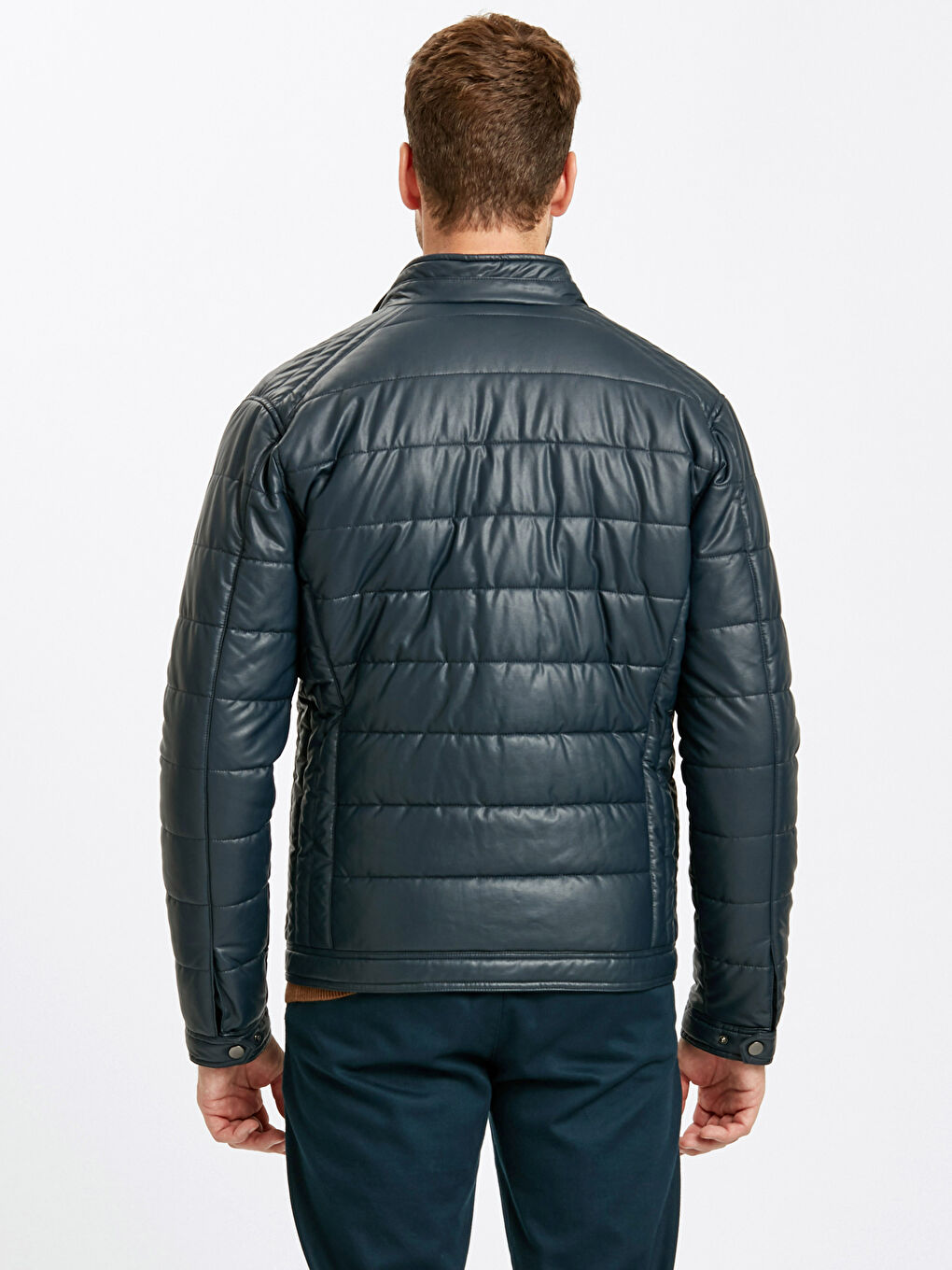 Man NAVY Faux Leather Coat-2