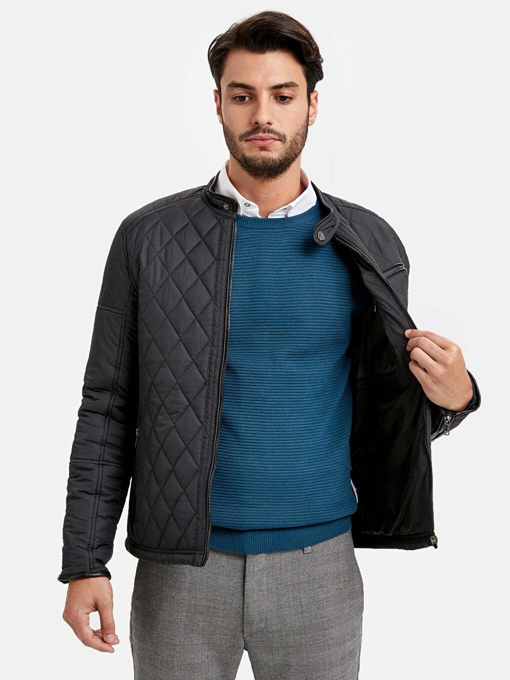 Lacivert Koyu Lacıvert Şişme Mont-1