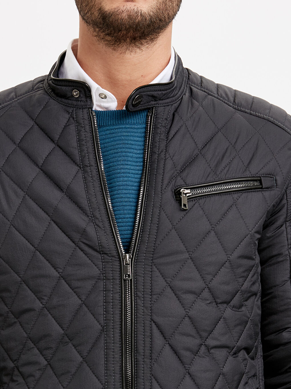 Lacivert Koyu Lacıvert Şişme Mont-4