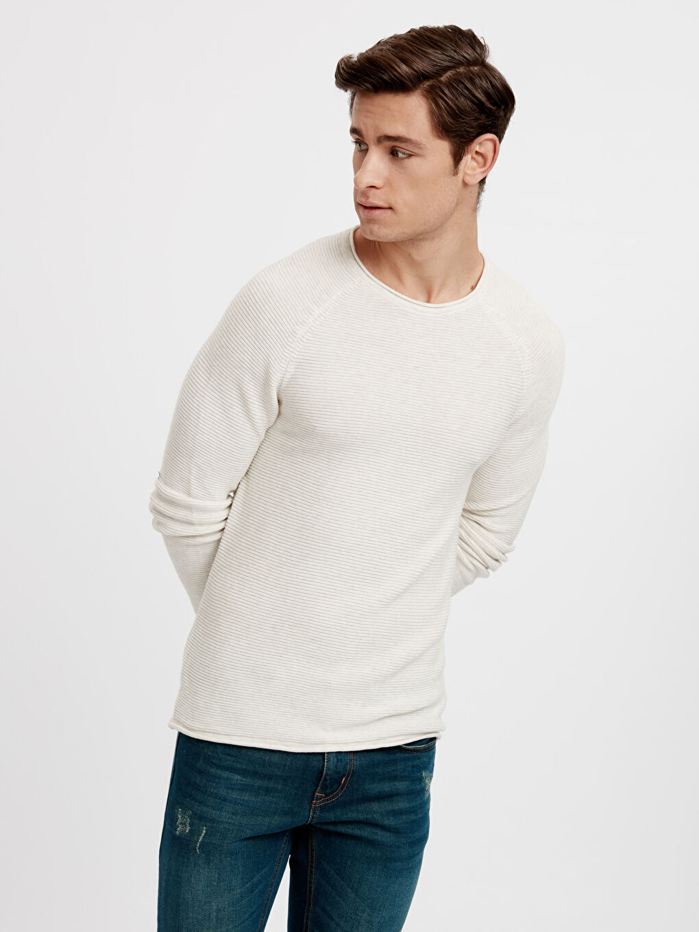 Crew Neck Lightweight Tricot Jumper