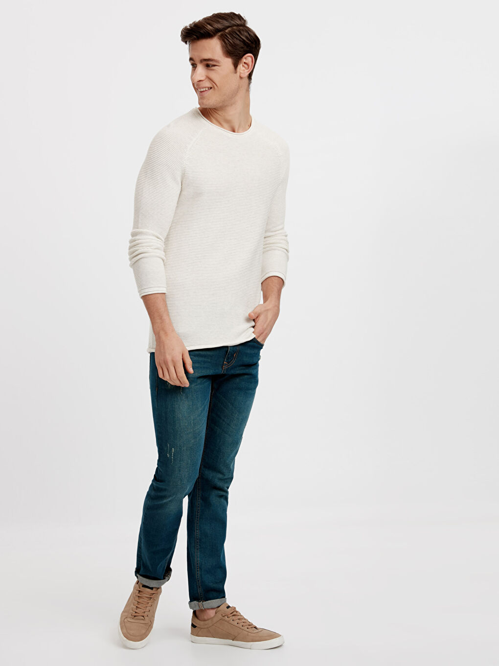 Crew Neck Lightweight Tricot Jumper-2