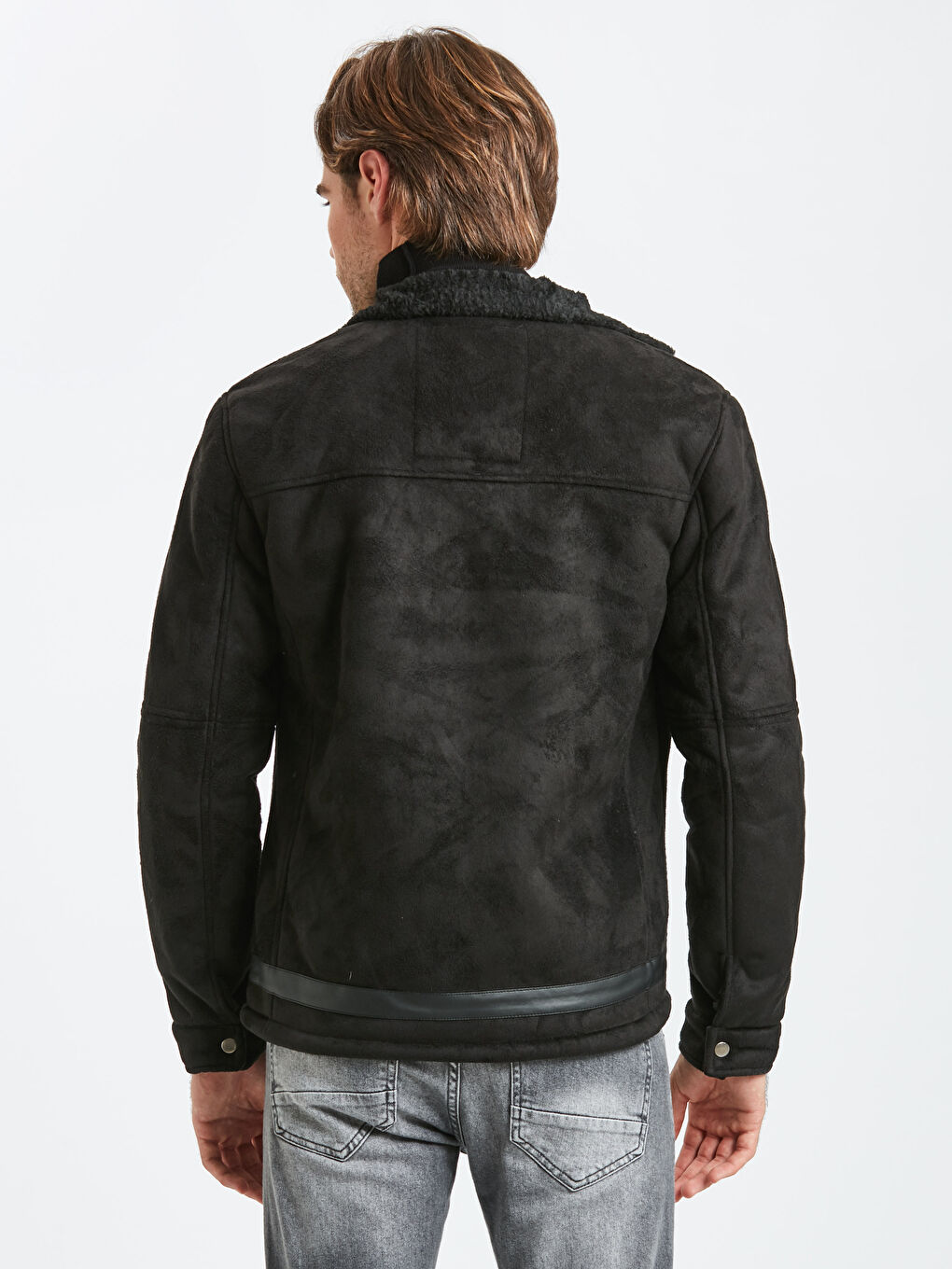 Yeni Siyah Deri Görünümlü Mont-2