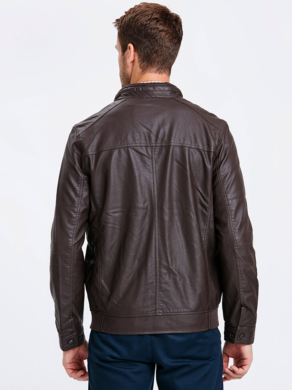 Man BROWN Faux Leather Coat-2