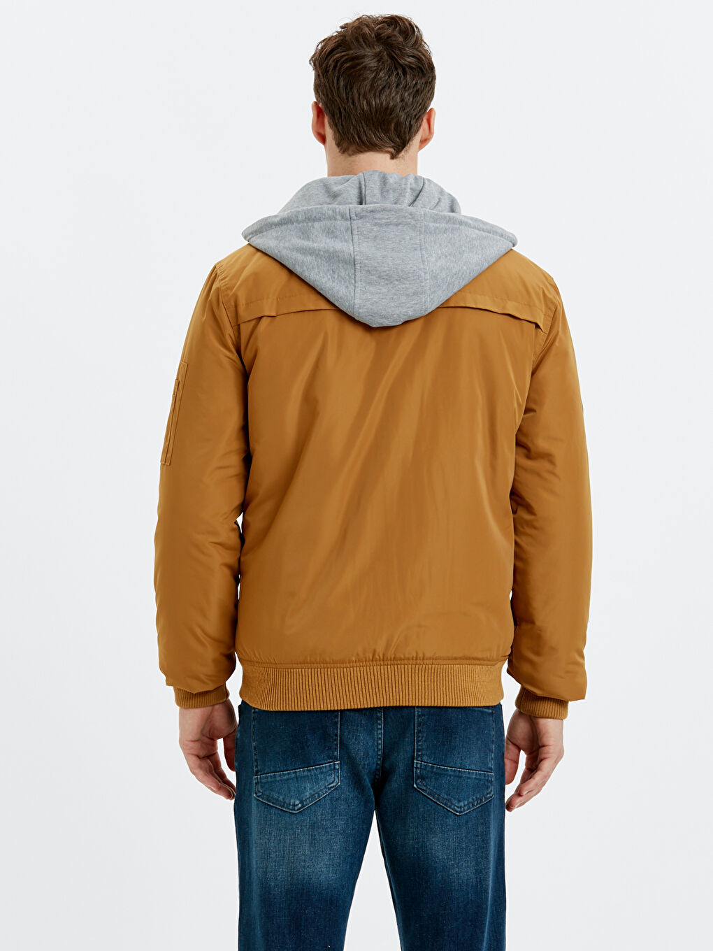 Kahverengi Standart Kalıp Kapüşonlu Erkek Yağmurluk-2