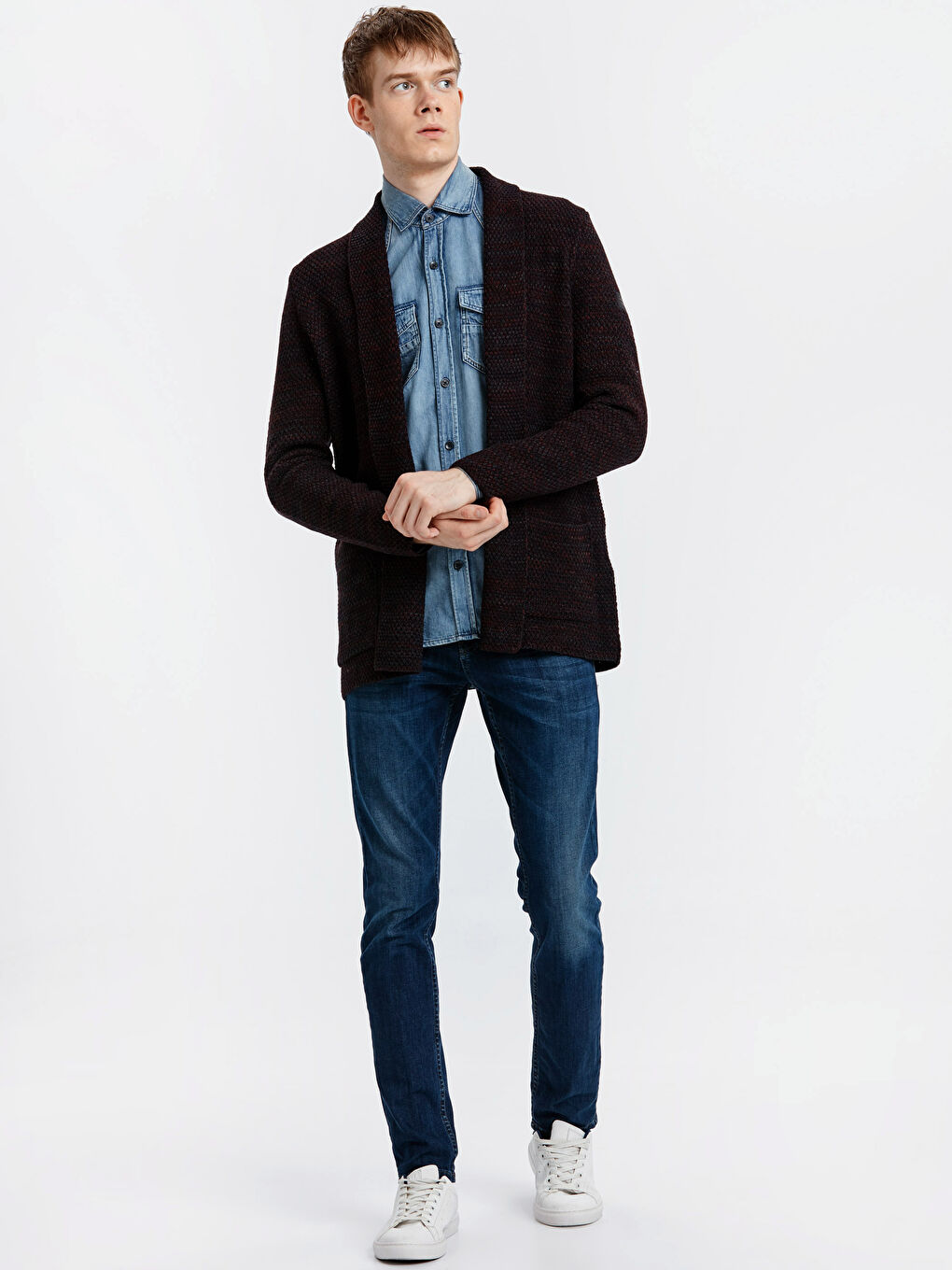 Man BORDEAUX Cardigan-2