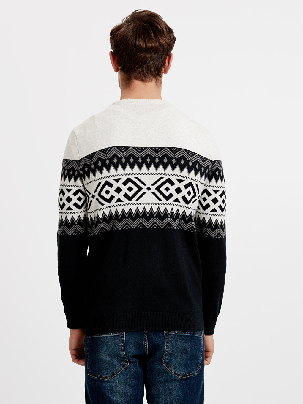 Crew Neck Long Sleeve Men's Tricot Sweater-1
