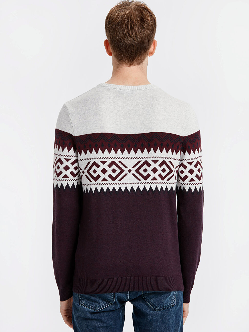 Džemper od trikotaže s okruglim izrezom i dugim rukavima za muškarce-1