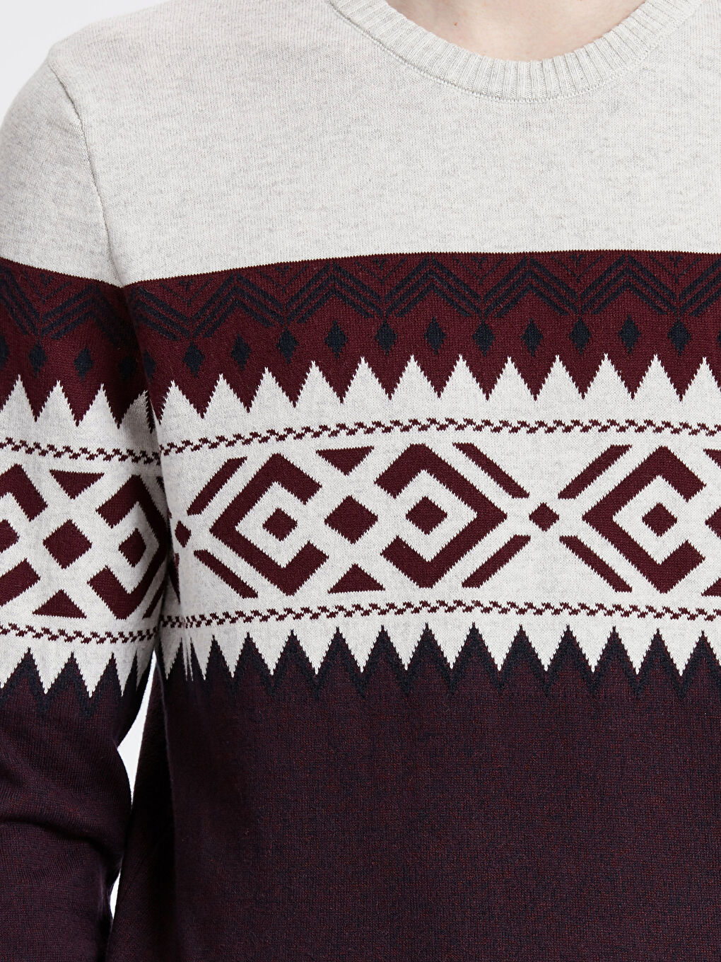 Džemper od trikotaže s okruglim izrezom i dugim rukavima za muškarce-3