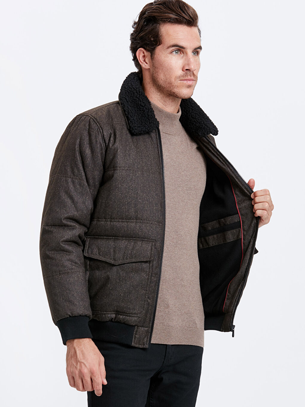 Açık Kahverengi Melanj Şişme Mont-1