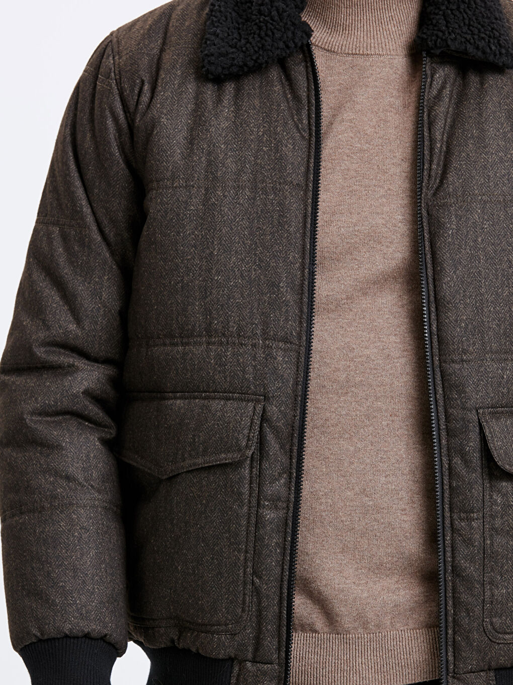 Açık Kahverengi Melanj Şişme Mont-5