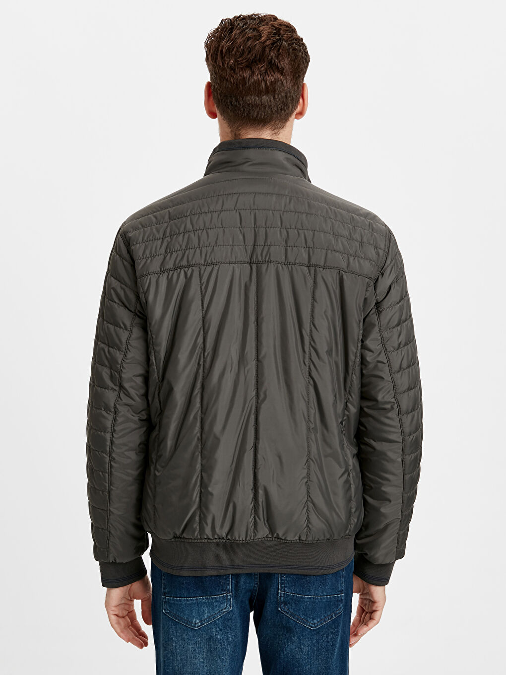 İndigo Standart Kalıp Dik Yaka Erkek Çift Taraflı Mont-2