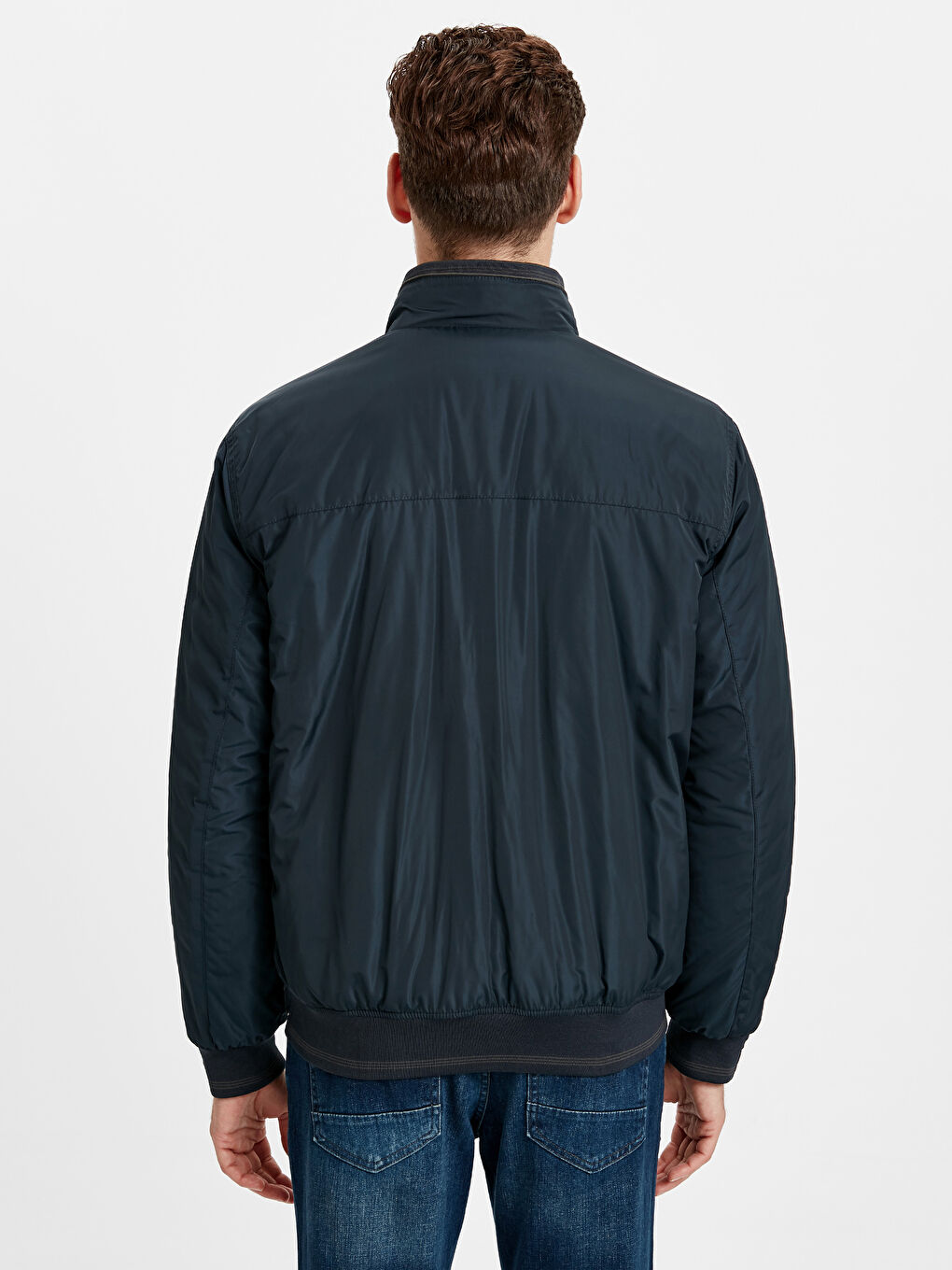 İndigo Standart Kalıp Dik Yaka Erkek Çift Taraflı Mont-3