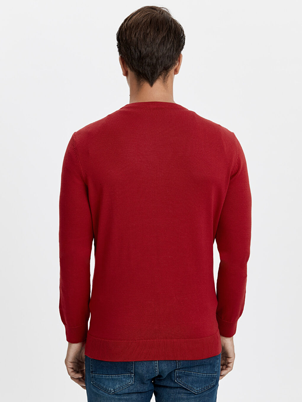 Kırmızı Bisiklet Yaka Erkek Triko Kazak-1