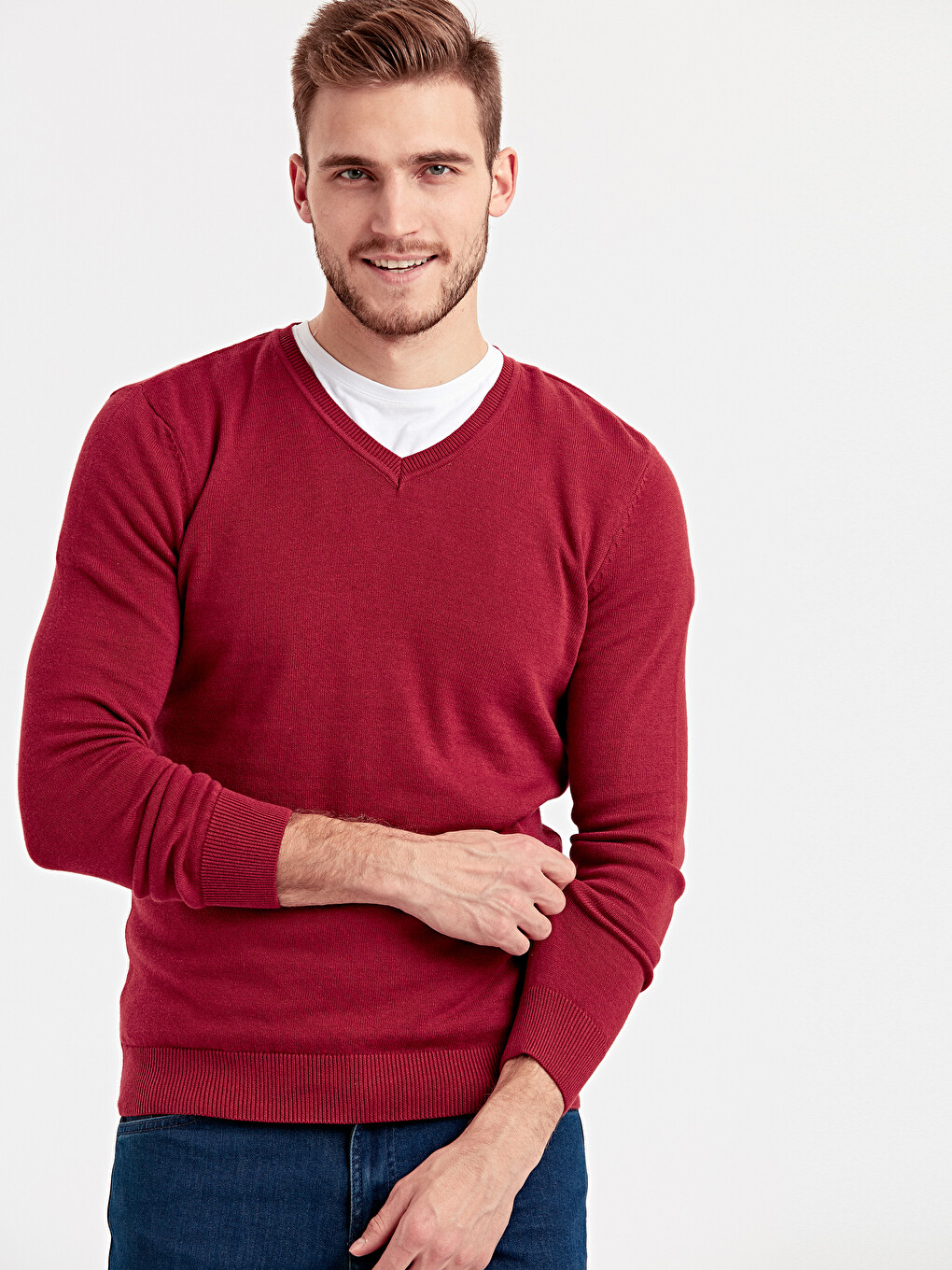 V Neck Men's Knitwear Sweater