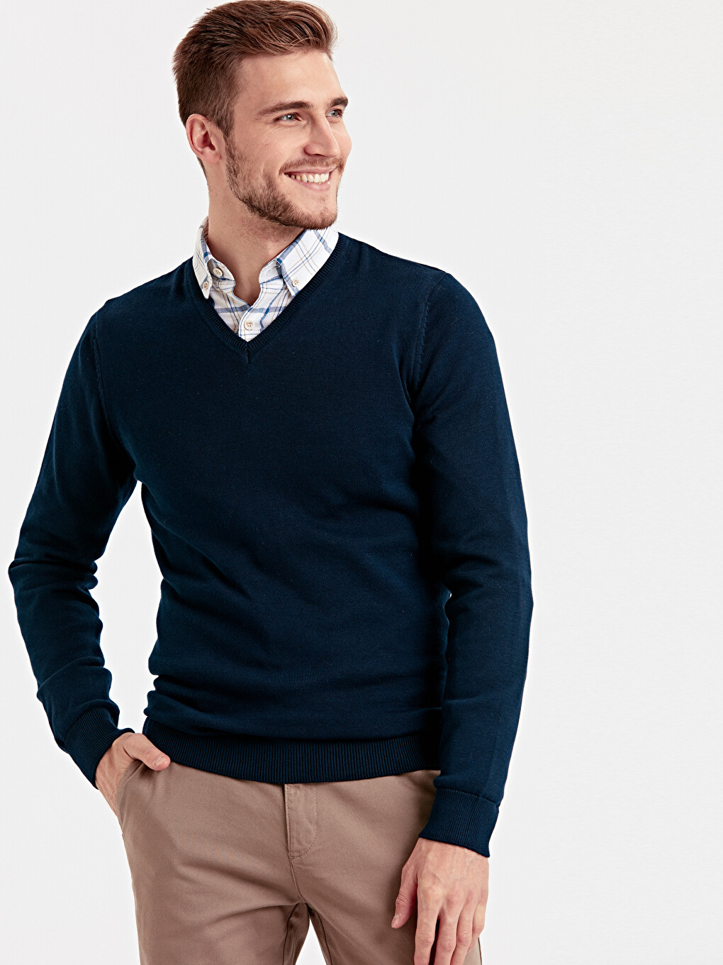 V Neck Men's Knitwear Sweater