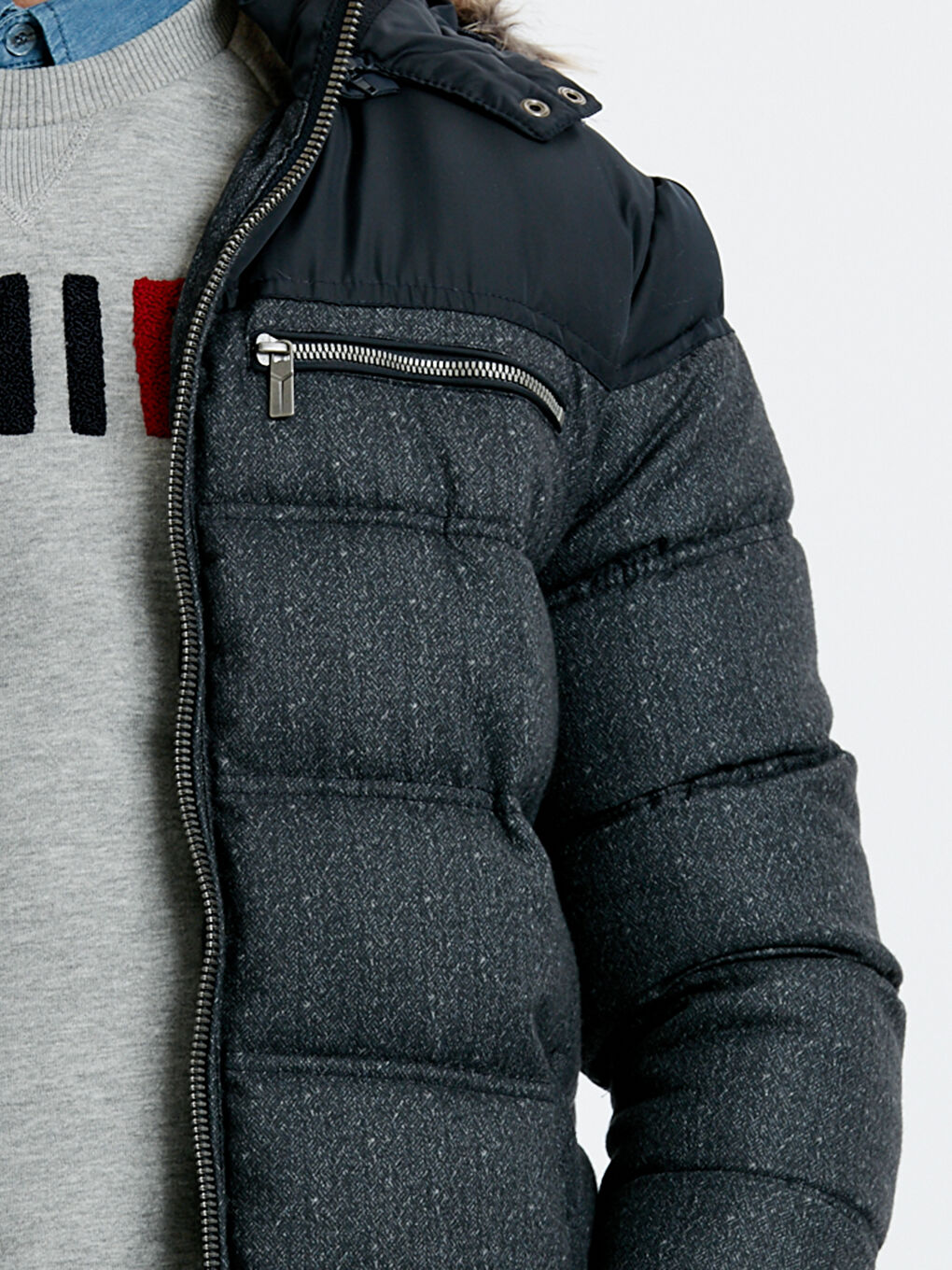 Antrasit Erkek Şişme Mont-5
