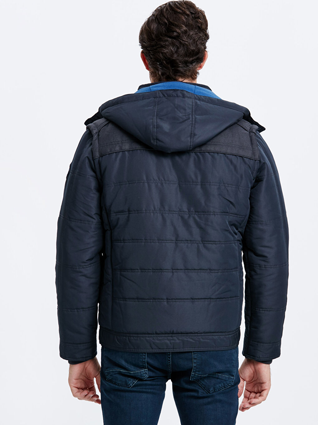 Mann DUNKELBLAU Steppmantel-2