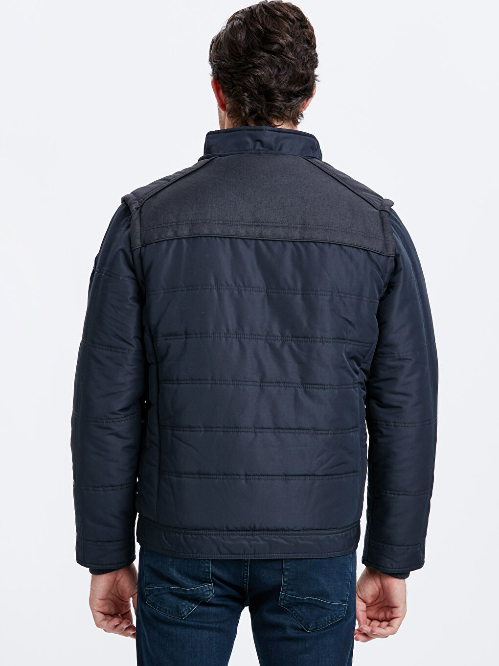 Mann DUNKELBLAU Steppmantel-3