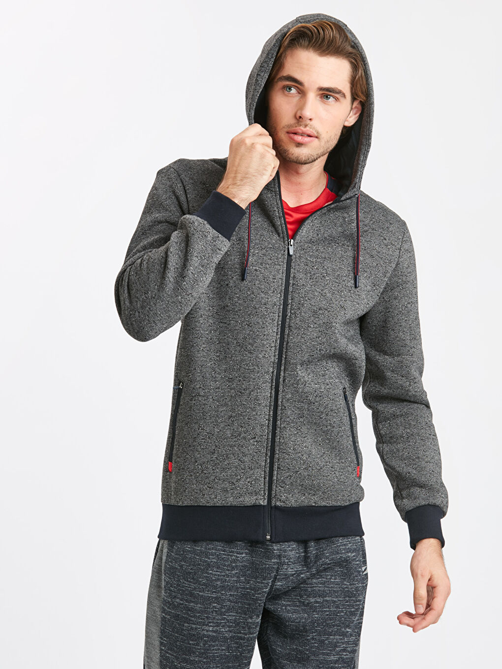 K.Gri Melanj Fermuarlı Sweatshirt