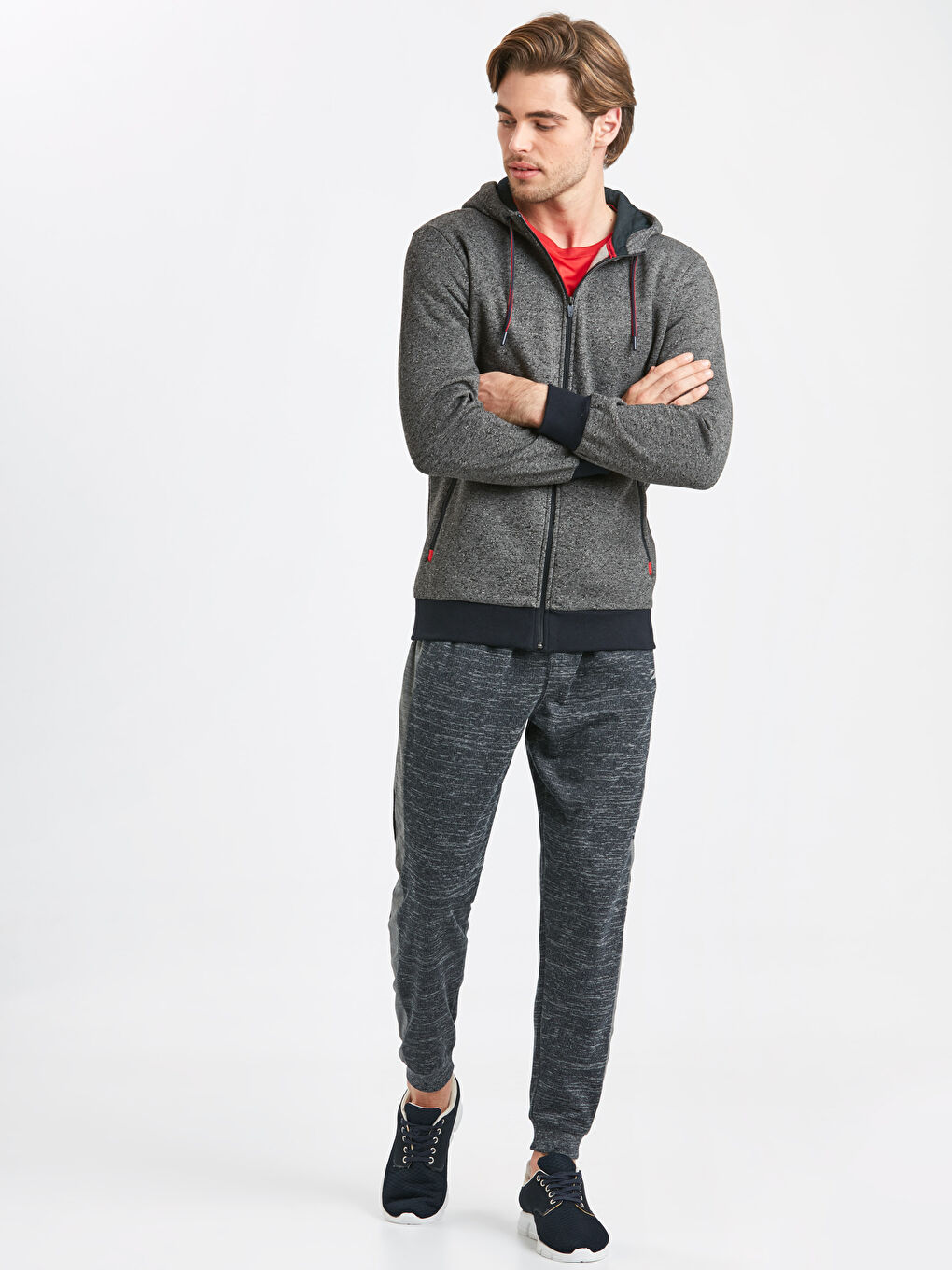 K.Gri Melanj Fermuarlı Sweatshirt-2