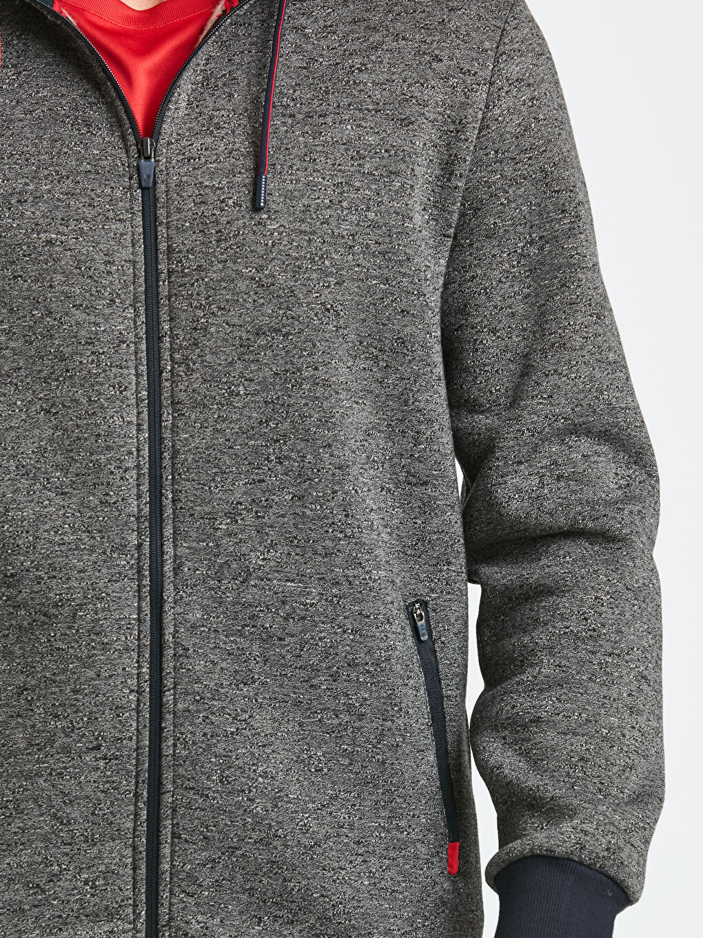 K.Gri Melanj Fermuarlı Sweatshirt-3