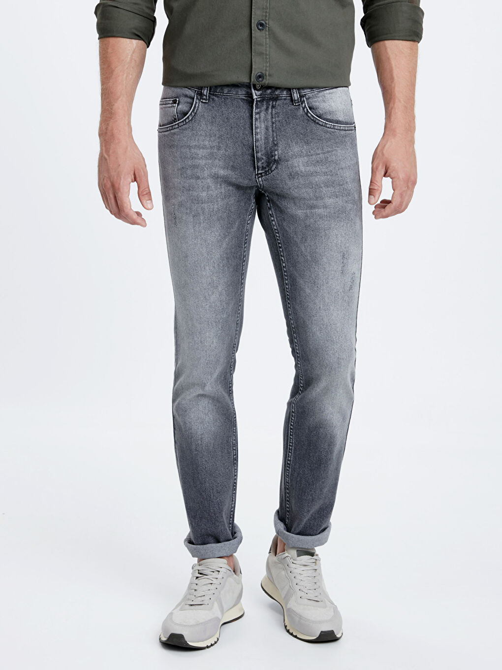 Gri Rodeo Jean Pantolon-1
