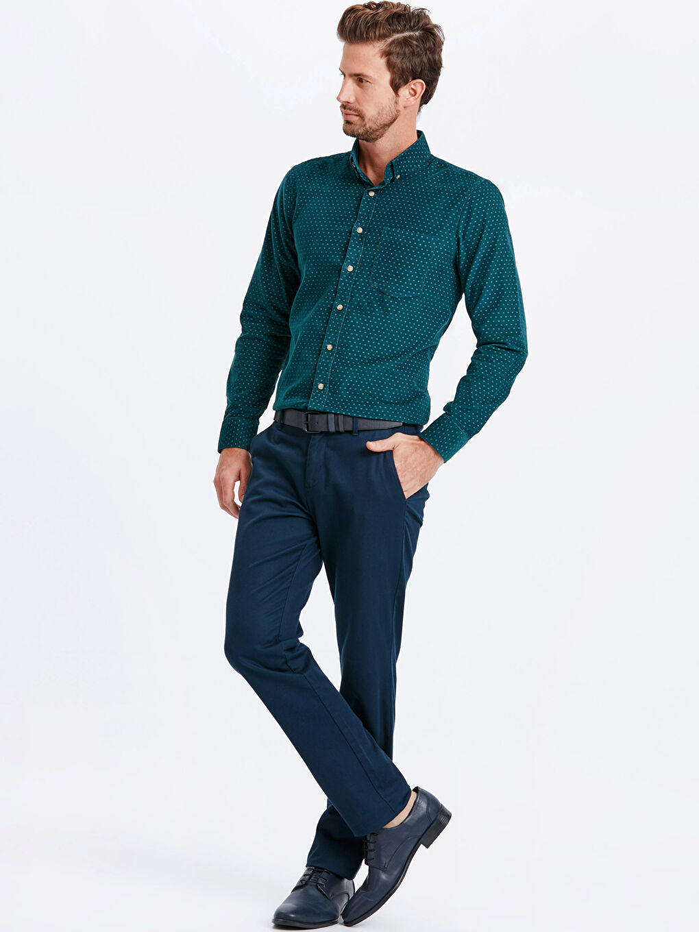 Regular Fit Uzun Kollu Kadife Erkek Gömlek-2