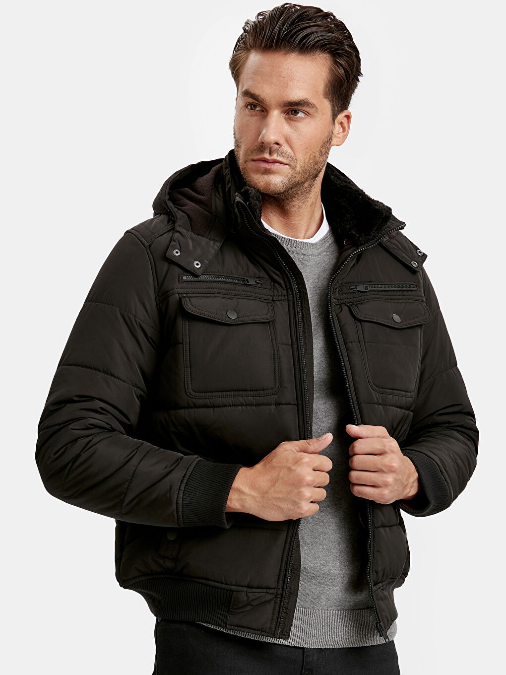 Standard Fit Funnel Neck Men's Puffer Coat