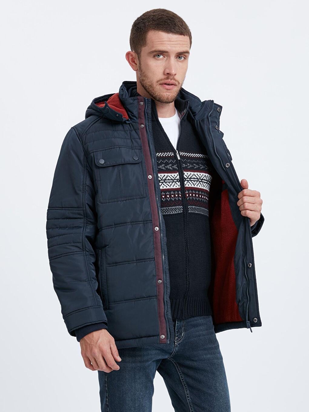 Lacivert Şişme Mont-1