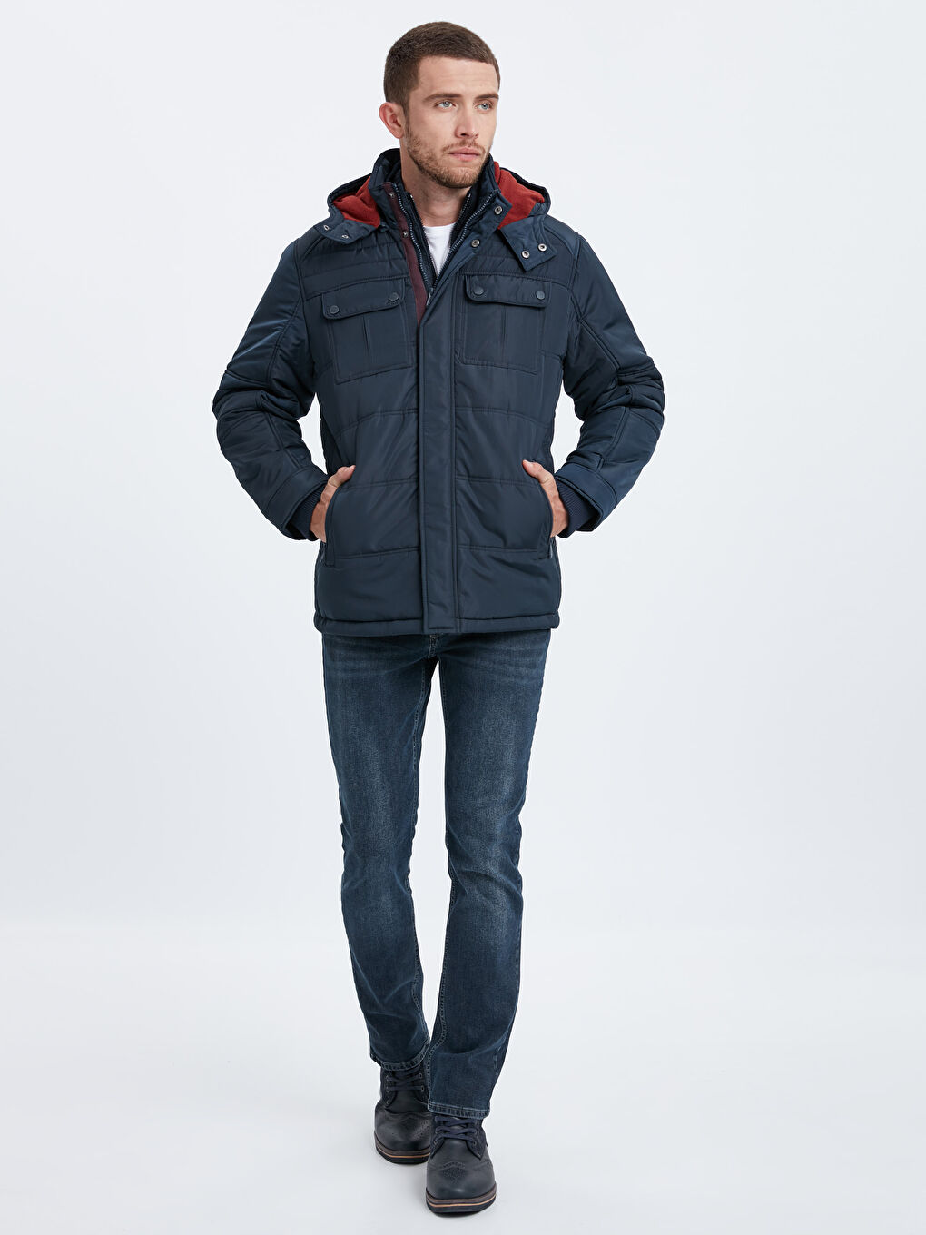 Lacivert Şişme Mont-4