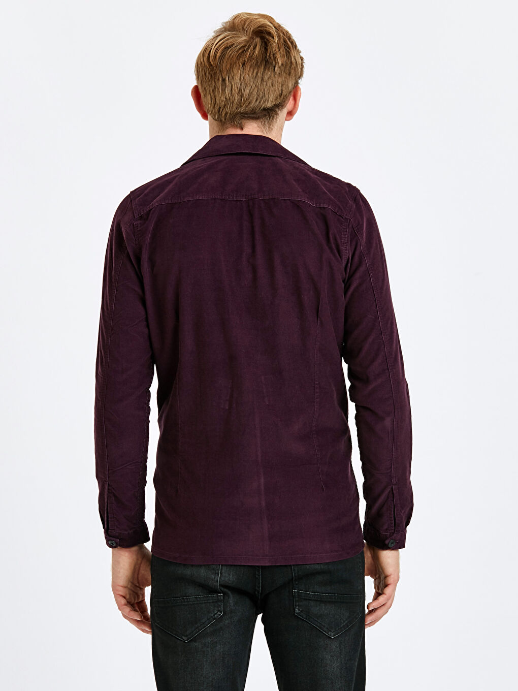 Mürdüm Slim Fit Uzun Kollu Kadife Gömlek-2