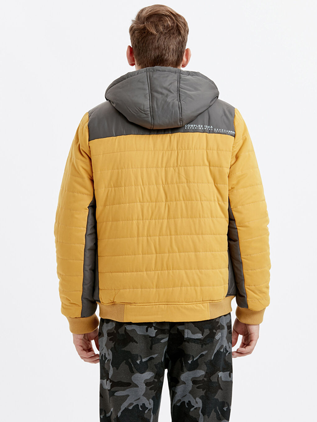 Sarı Kapüşonlu Kalın Mont-3