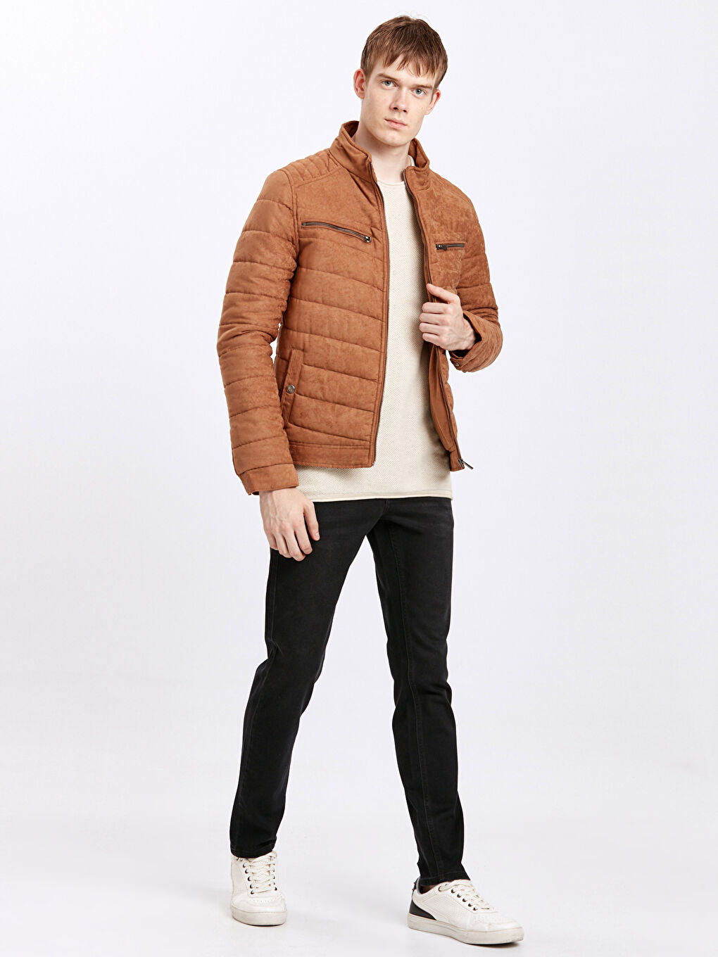 Kahverengi Deri Görünümlü Mont-3