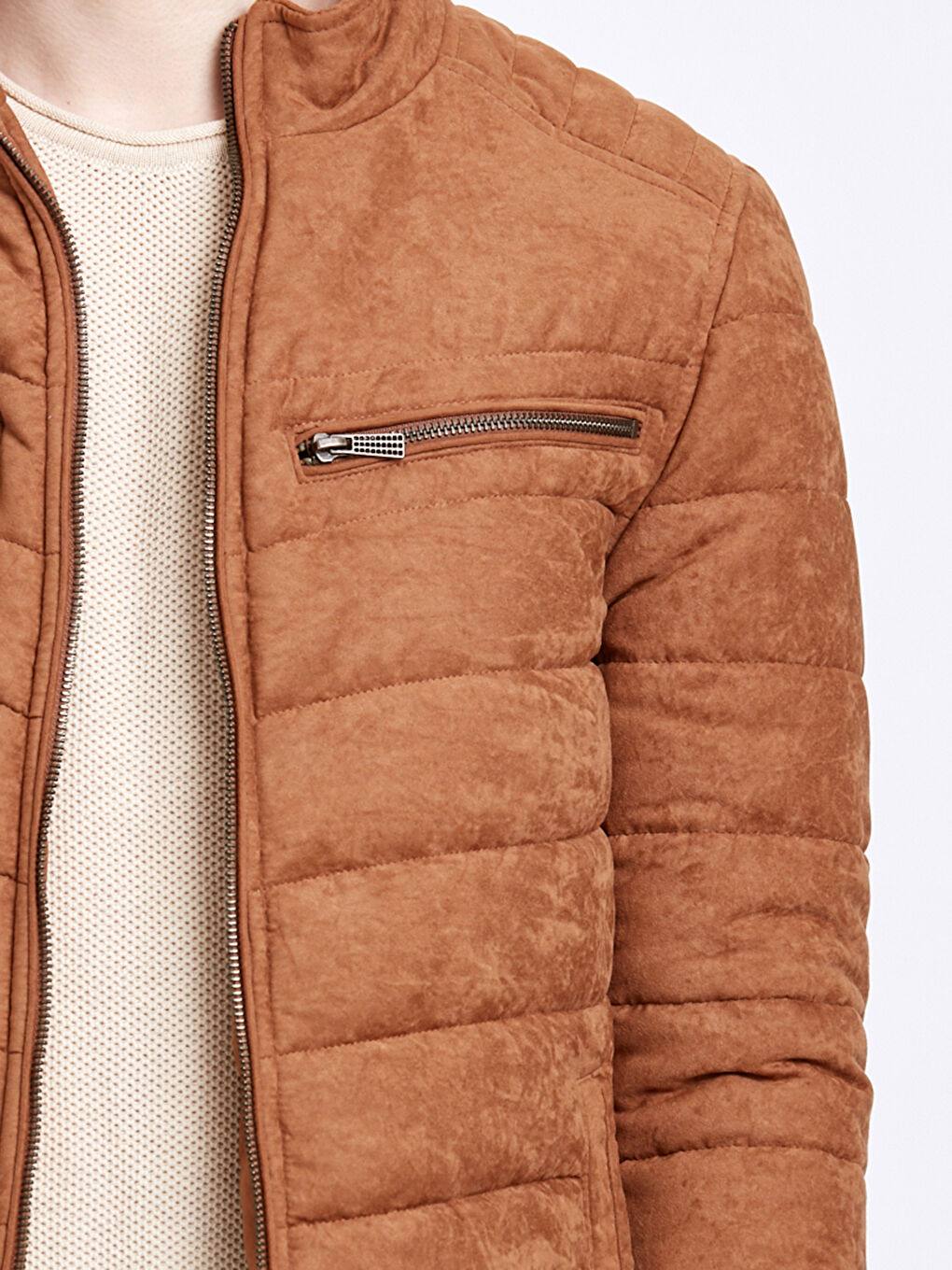 Kahverengi Deri Görünümlü Mont-4