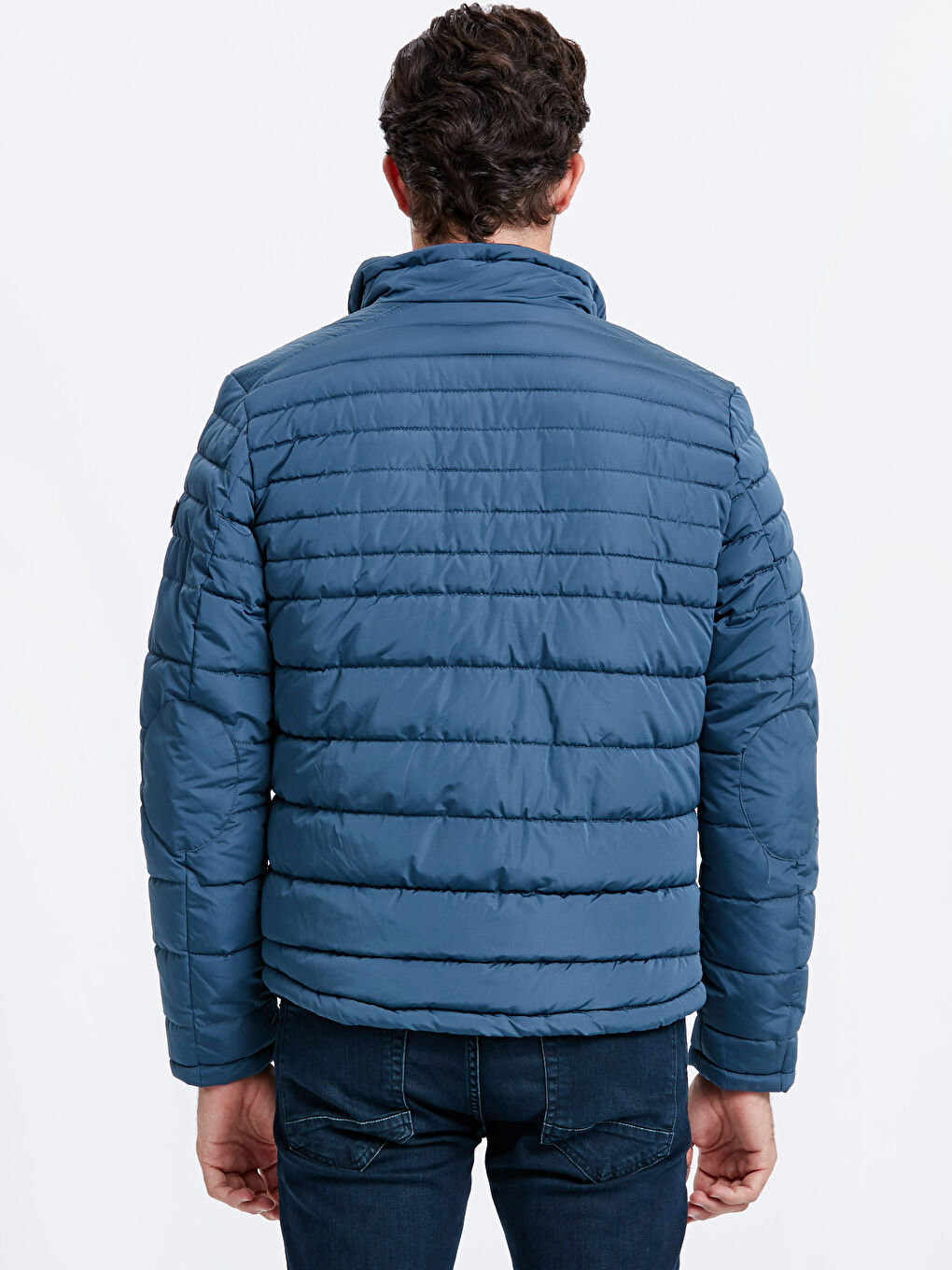 İndigo Standart Kalıp Dik Yaka Erkek Şişme Mont-3