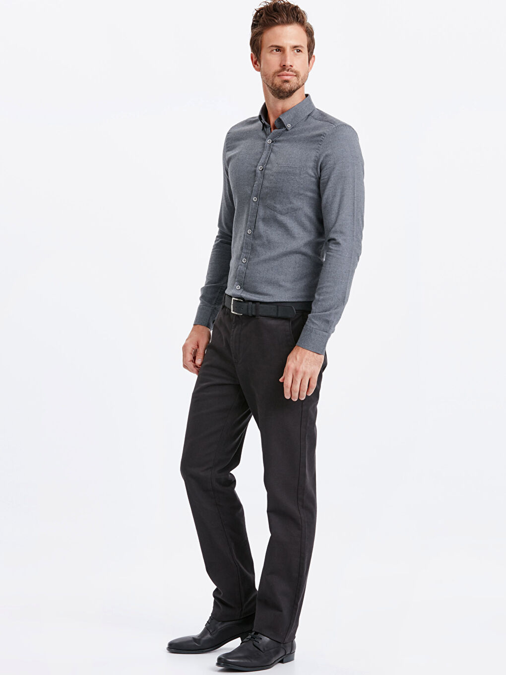 ерлерге арналған тар пішім ұзын жең жейде-2