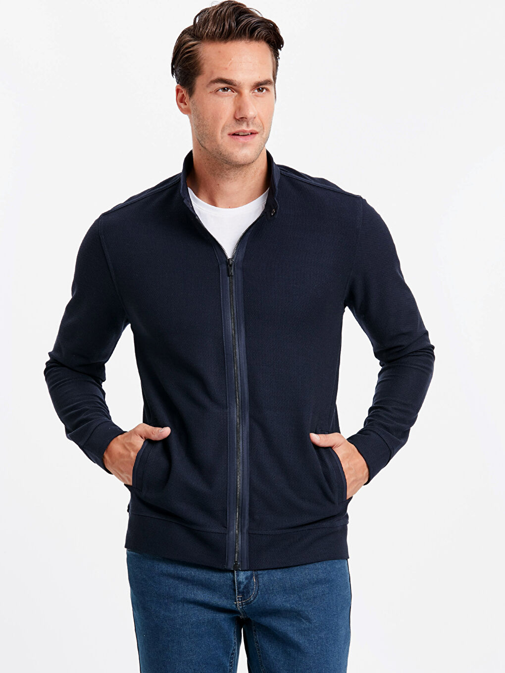 Lacivert Fermuarlı Sweatshirt