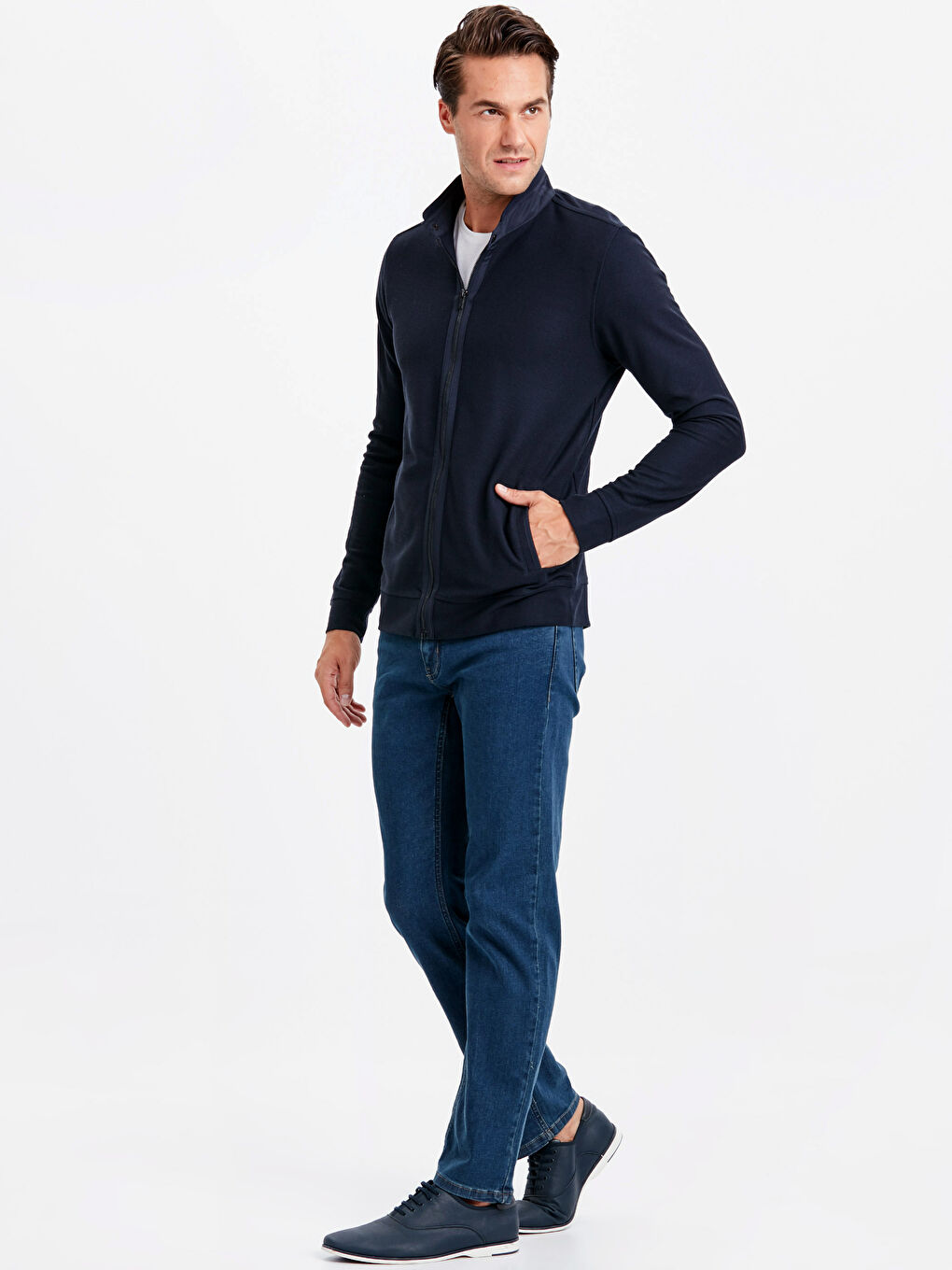 Lacivert Fermuarlı Sweatshirt-2