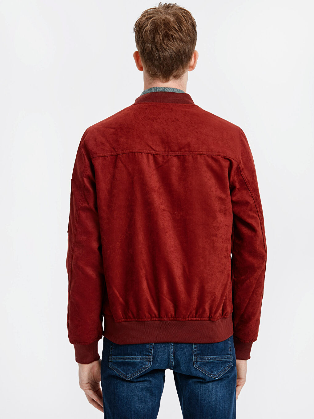 Bordo Deri Görünümlü Mont-2