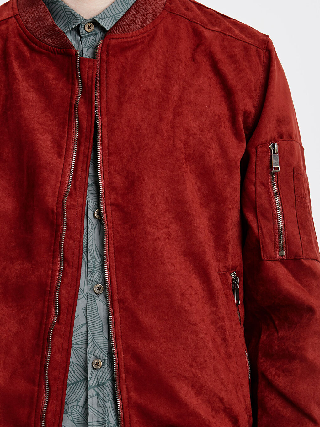 Bordo Deri Görünümlü Mont-4