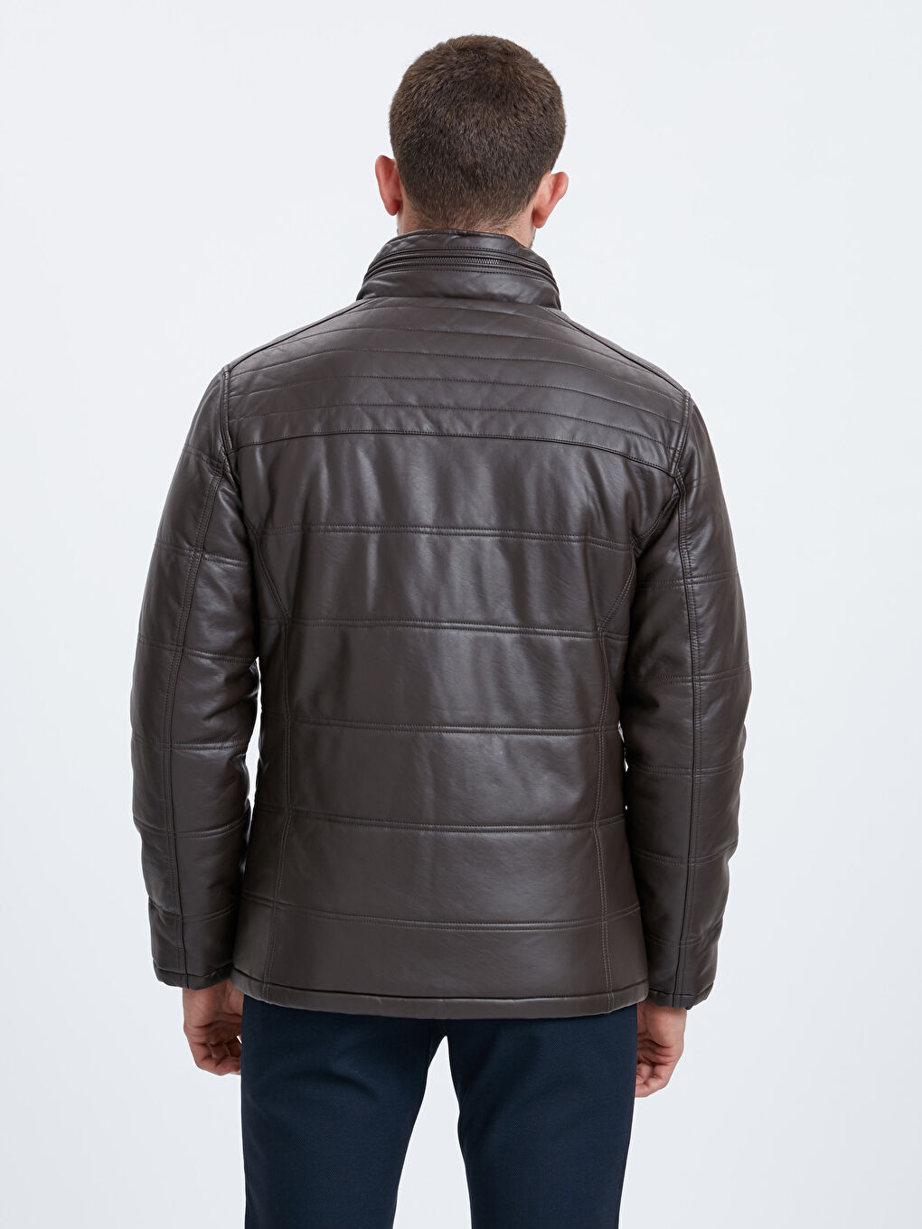Man BROWN Faux Leather Coat-1