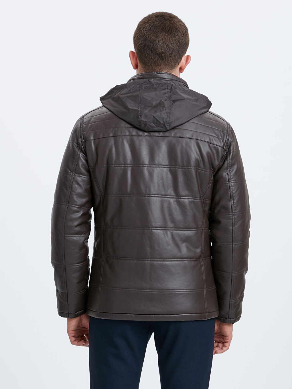 Man BROWN Faux Leather Coat-2