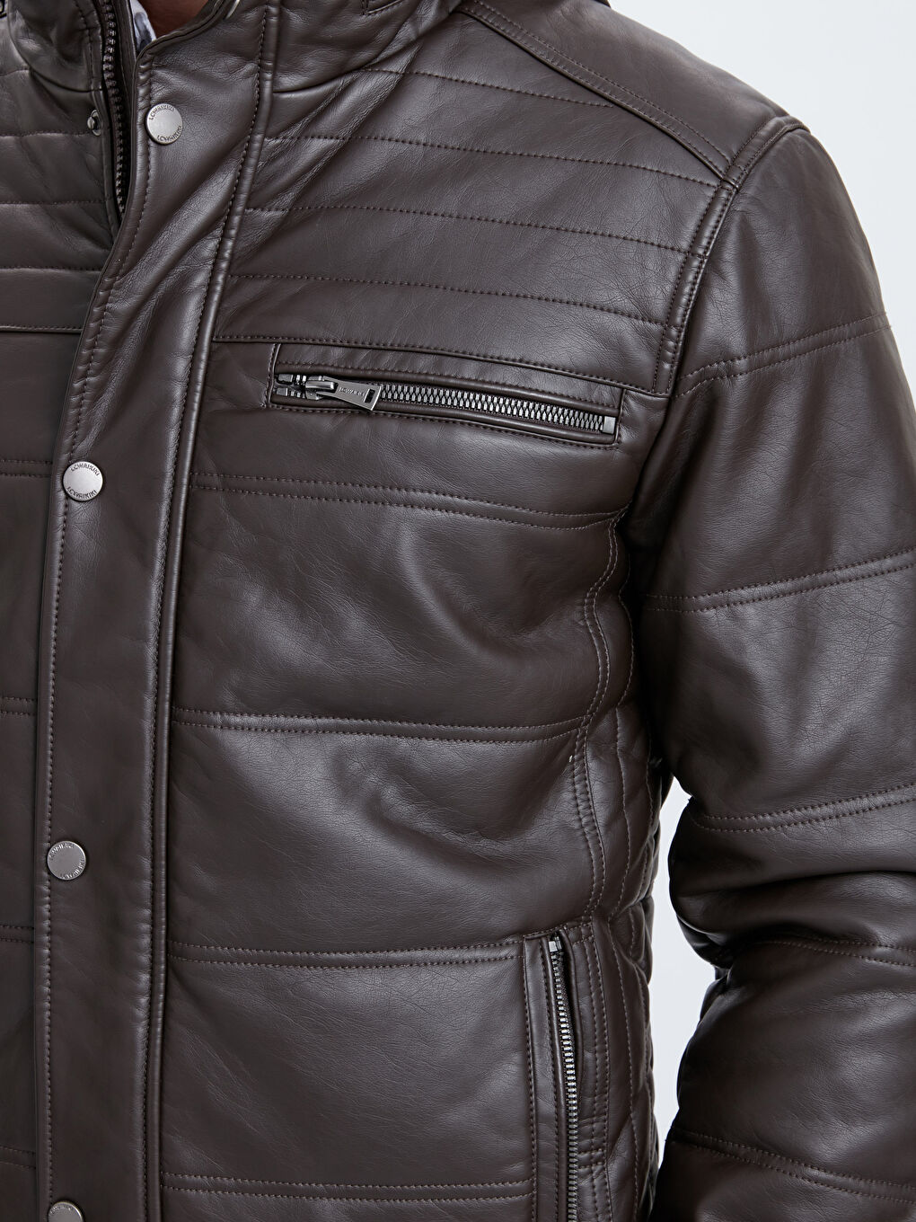 Man BROWN Faux Leather Coat-4